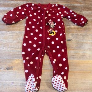 Disney Parks Red Minnie Mouse Footies PJ's 18M